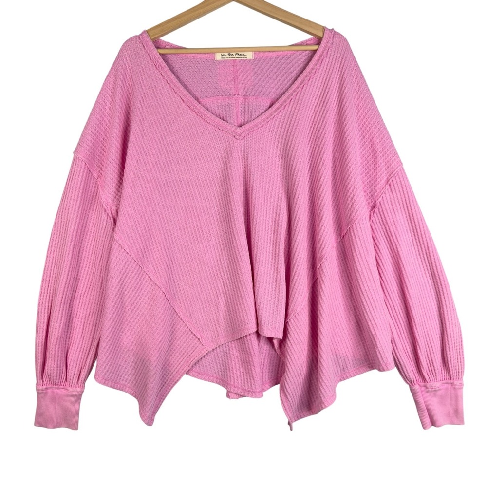 We The Free People Coraline Thermal Womens Sz S Sugar Magnolia Tunic Waffle Knit